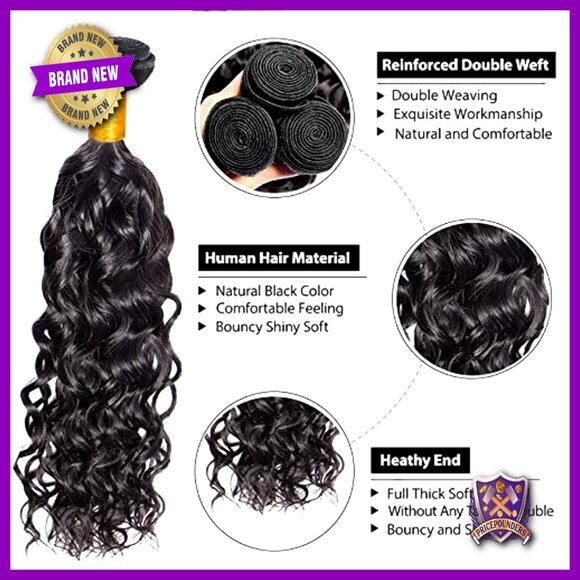 28-32 Inch Water Wave Human Hair Bundles Brazilian Virgin Hair Extensions main image 6